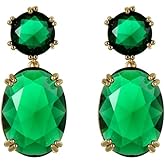 Aenu Crystal Drop Earrings for Women Dangling Double Oval Crystal CZ Rhinestone Stud Eearrings Fashion Jewelry