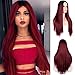 MERISIHAIR Wine Red Long Straight Hair Synthetic Wigs Heat Resistant Party Cosplay Ombre Color for Women