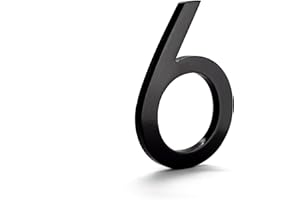 Montague Metal Products MHN-04-F-BK1-6 Solid Aluminum Modern Floating Address House Numbers, 4", Powder Coated Black