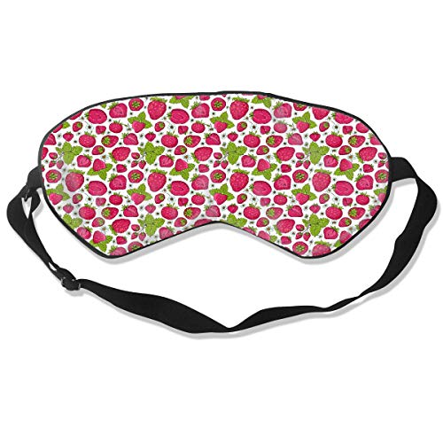 Homlife Sleep Mask 100% Silk Eye Mask Sweet Strawberry Seamless Graphics Eye Cover Sleeping Mask for Travelling, Night Noon Nap, Mediation Or Yoga
