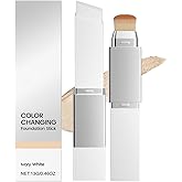 New Blanc Cover Cream Stick V - Color Changing Foundation Stick - Hydrating Concealer Base Makeup, Dual-Ended with Built-in Brush, Portable for Daily Use (Ivory White)