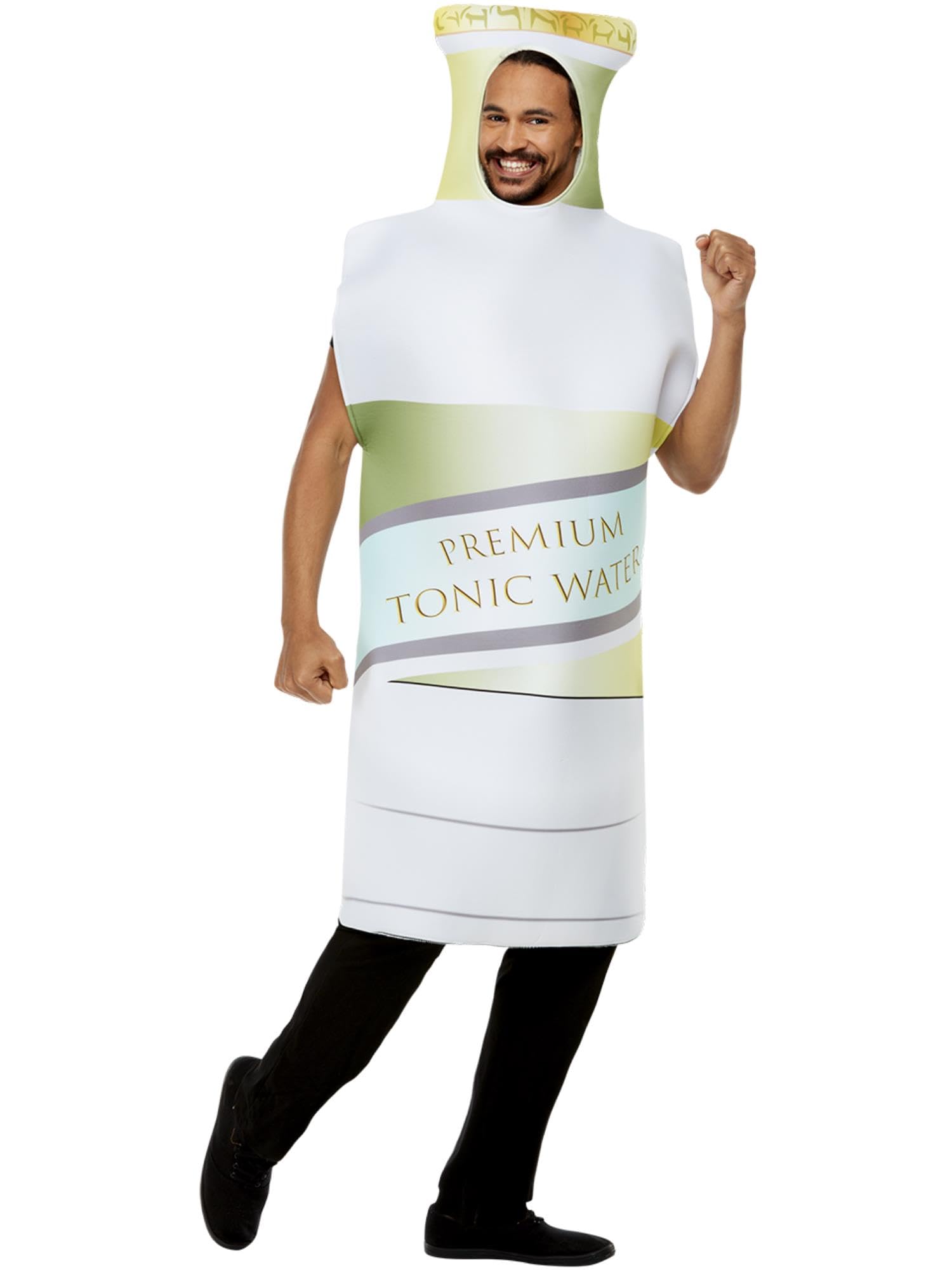Smiffys Tonic Bottle Costume, White All In One, Funny Fancy Dress, Food/Drink Dress Up Costumes Halloween