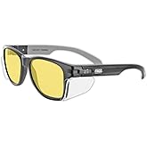 MAGID Y50 Safety Glasses, ANSI Z87.1, Anti-Fog UV Protection, Amber Lens, Side Shields, Black Frame, 1 Pair, Y50BKAFA