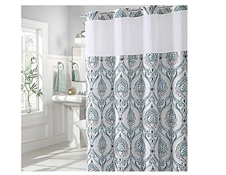 Hookless French Damask Print Shower Curtain