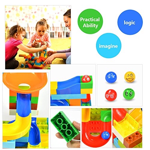 Victostar Marble Run Building Blocks Construction Toys Set Puzzle Race Track for Kids 97 Pieces