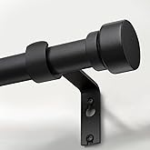 Modern Matte Black Curtain Rods for Windows 72 to 144 Inches Adjustable Length Heavy Duty 1" Diameter Window Curtain Rod with