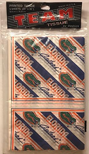 Team Tissue By Westrick- Florida Gators Printed Tissue Paper- 5 Sheets