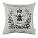 LINKWELL Black Queen Bee Pillow Cover 18x18 inch Crown Burlap Cushion Covers for Sofa Couch Home Decoration French Country CC742