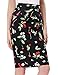 Slim Hip Package Dress Skirt for Women Midi 50's Hepburn Style Classic (M) Floral Black