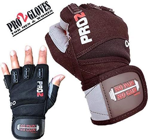 UnitedUshop 2018 Pro 2 Weightlifting Gloves with Integrated Wrist Wrap Support for Fitness, WOD, Gym Workout & Powerlifting -Extra Padding to Avoid Calluses - for Men & Women