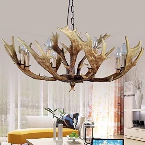 JHT Resin Antler Chandeliers 8 Light 4 Feet Matching Chain (Antique)