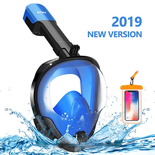 EVOLAND Snorkel Mask Full Face for Adults Youth, Diving Snorkeling Mask Anti-Fog Set with 180° View, GoPro Mount, Easy Breath Dry Top Design, Adjustable Head Straps - Thumbnail 7