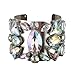 Holylove Chunky Bracelet Gold Alloy Multicolor Crystal Glass Large Cuff Bracelet 1 pc Gift Box- HLB001 Silver