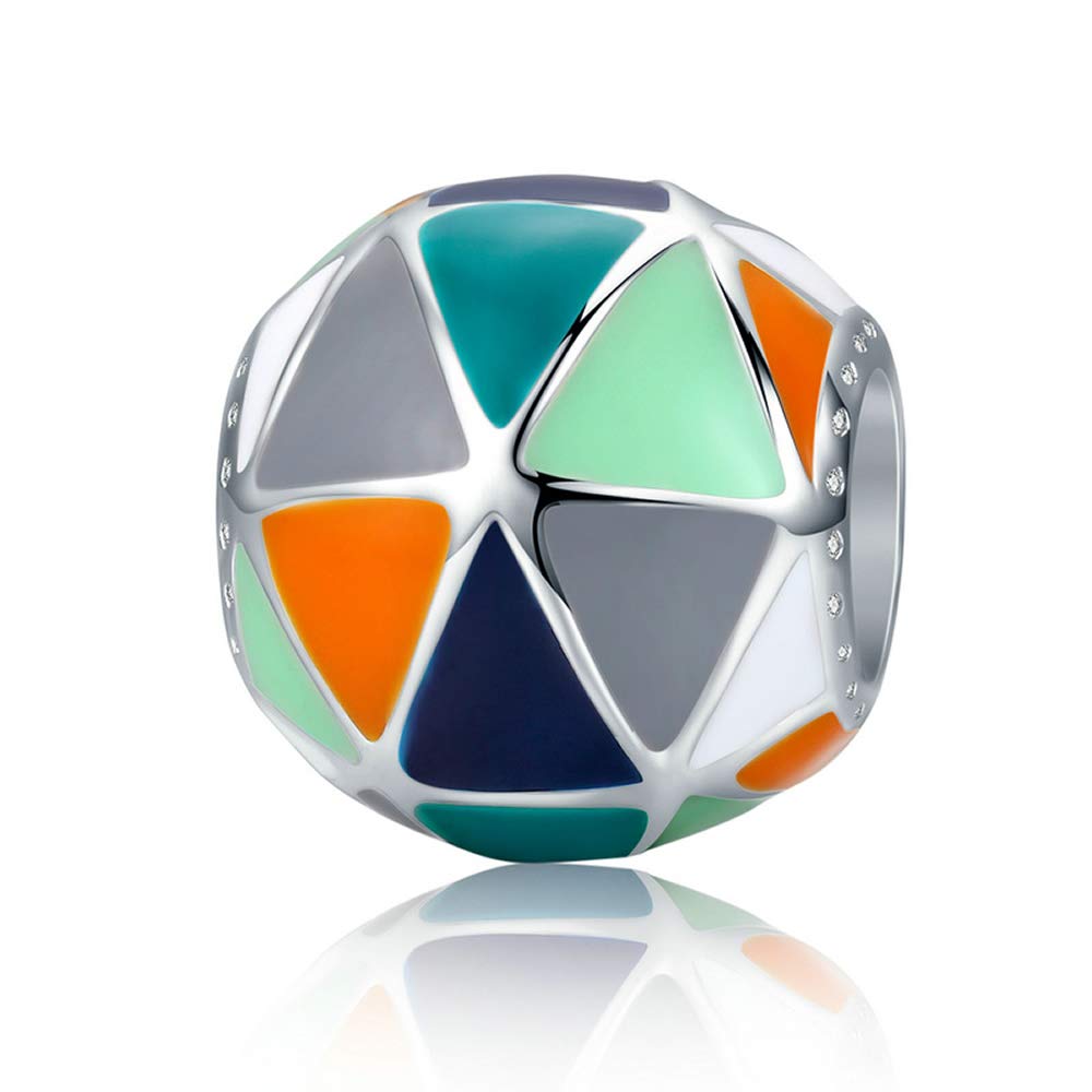 Bijoux Blu Geometric Triangle Fashion New 925 Sterling Silver Art Geometric Triangle Enamel Charms Beads fit Women Bracelets Bangles Jewellery