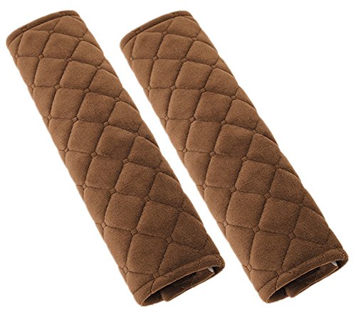 Click Here to See More Images Moyishi Solid Color Universal Soft Seat Belt Multifunctional Shoulder Pad- Two Pack-for a More Comfortable Driving (Brown)