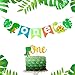 LaVenty Set of 2 Dinosaur First Birthday Banner Dinosaur One Cake Topper 1st Birthday Party Decoration High Chair Banner