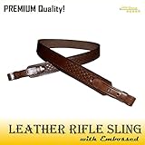 TOTAL SALE! Leather Rifle Sling, Strap for Shotgun, Hunting – Noiseless - Natural Leather, Brown/Black – Premium Quality Guaranteed