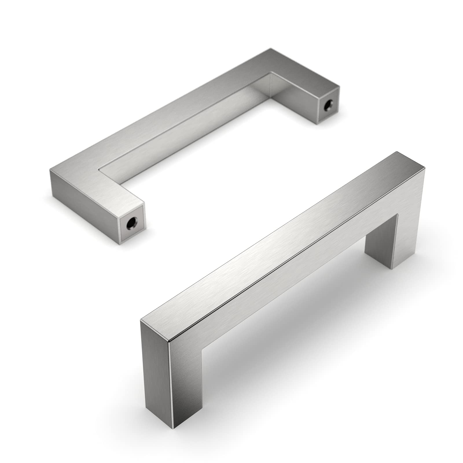 Amerdeco 10 Pack Kitchen Cabinet Handles 96mm Hole Centers, Brushed Satin Nickel Stainless Steel Handles for Kitchen Cabinet Hardware, Cabinet Pulls for Bathroom Cupboard Dresser Drawer Handles