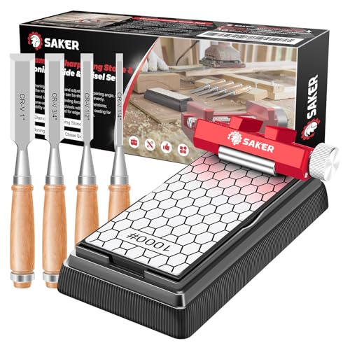 Photo 1 of Saker Sharpening Stone with Honing Guide Tool,chisel set for Woodworking,Flattening Stone,Complete Sharpening System Woodworking Tools for Chisel Sharpening and Plane Restoration…