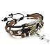 Naivo Men,Women's Alloy Genuine Leather Bracelet Bangle Rope Cross Surfer Wrap Tribal Adjustable