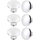 HUGOLEM 6 Pack Silver Kitchen Cabinet Knobs Round Drawer Pulls | Silver knobs for kitchen cabinets, dressers, bathroom doors. Includes 3 screw lengths, 6 sets each.