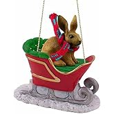 Rabbit Sleigh Ride Christmas Ornament Brown - Delightful!