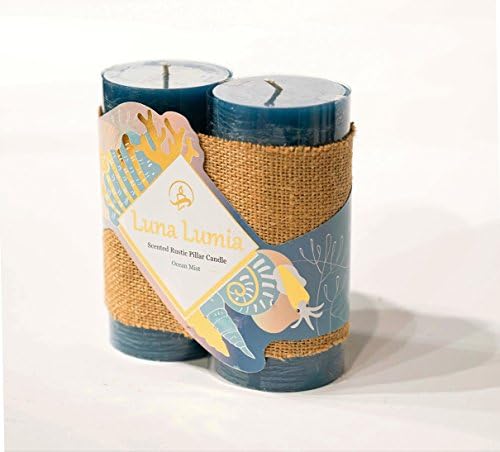 Christmas Gift | 2 PK Scented Pillar Candles โ No-Drip Decorative Wax Candles. Gentle Fragrance for a Calm, Relaxing & Romantic Atmosphere. Excellent Gift Idea! (Teal, Ocean Breeze Scent)