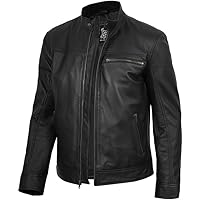 Decrum Mens Black Leather Jacket - Leather Jackets for Men
