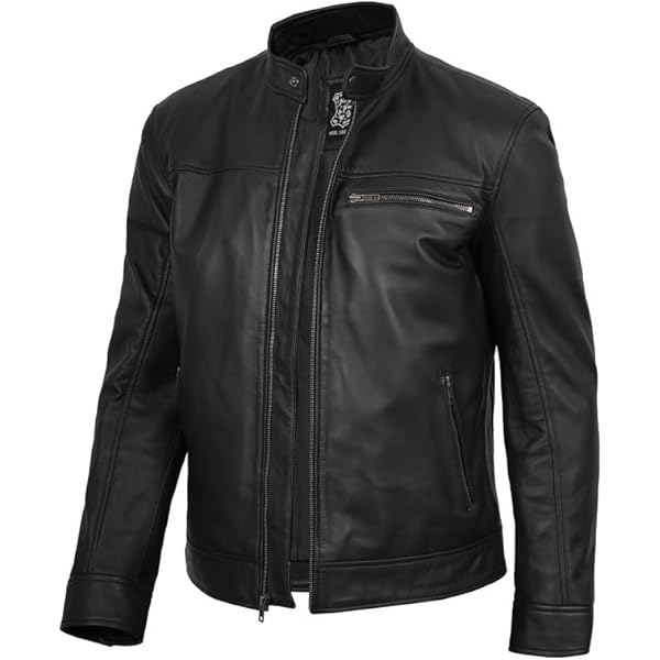 Decrum Mens Black Leather Jacket - Leather Jackets for Men