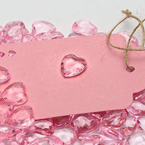 HAKACC Heart-Shaped Acrylic Diamonds, 1000 PCS Pink Wedding Table Crystals Heart Shape Gems Table Decorations for Wedding Day
