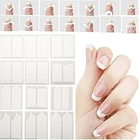 Kentop Nail Art Stencils French Tip Guides Stickers Form Fringe Guides Vinyl Waterproof Design, 24 Sheets