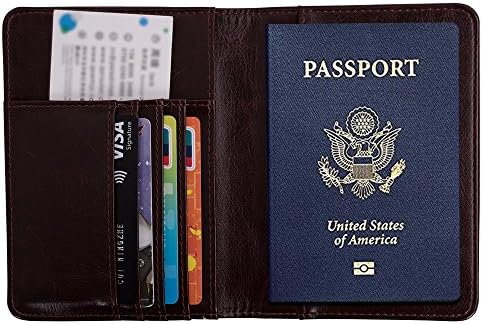 Passport Holder RFID Blocking Case Cover Securely Holds Passport, Boarding Passes, USA-Coffee