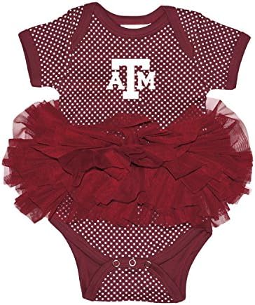 NCAA Texas A&amp;M Aggies Children Girls Pin Dot Tutu Creeper,Nb,Maroon