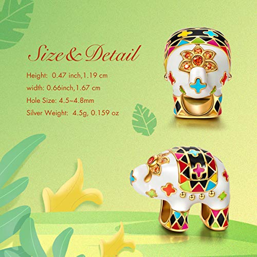 NINAQUEEN 925 Sterling Silver Animal Elephant Enamel Bead Charms for PandÃ¶ra Bracelets Valentines Day Anniversary Birthday Gift for Kids Women Wife Girlfriend Girls Niece Sisters Daughter