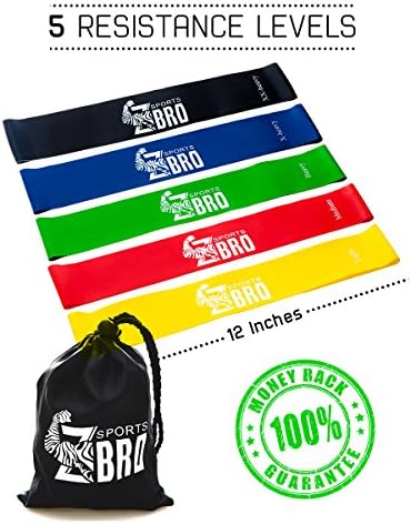 Resistance Loop Exercise Bands set of 5 workout bands extra Handy Carry Bag for the stretching bands from Zbro sport