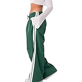 Track Pants Women Baggy Pants Drawstring Waist Striped Wide Leg Cargo Trousers Loose Parachute Y2k Sweatpants