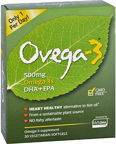 Ovega Ovega 3 - Vegetarian Omega 3 Supplement - 500 mg - Non GMO - 30 Softgels (Pack of 2)
