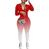 YeGine Women Long Sleeve Bodycon Jumpsuit Sexy Rompers One Piece Zip Up jumpsuits