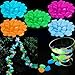 YuCool 220 Pcs Glow in The Dark Garden Pebbles Stones, Pebbles Rocks for Garden Walkways Outdoor Path Patio Lawn Yard Fish Tank Decorations - Blue, Light Blue, Green, Orange, Rose Red