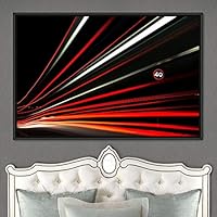 Framed Canvas Wall Art Light Exposure Colorful Industrial Lights Multicolor Neon Photography Places Portrait Realism - 16x24 inches