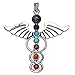 JOVIVI 7 Chakras Natural Quartz Gemstones Beads Pendant Healing Point Chakra Reiki(Angel Wings Style)