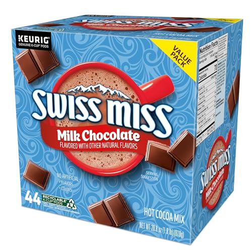 SWISS MISS MILK CHOCOLATE HOT COCOA, SINGLE-SERVE KEURIG K-CUP PODS, HOT CHOCOLATE, 44 COUNT