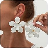 Pink Flower Earrings for Women Statement Flower Dangle Drop Earrings Big Floral Jewelry for Summer Vacation