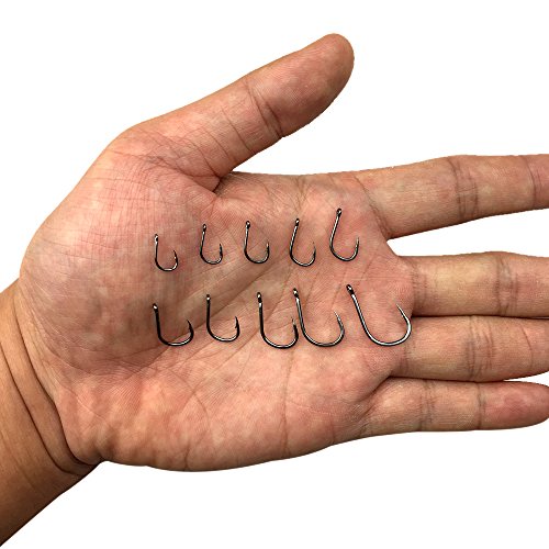 Thekuai Fishing Hooks High Carbon Steel different Size Saltwater Freshwater Fishing Hooks (500 PCS )