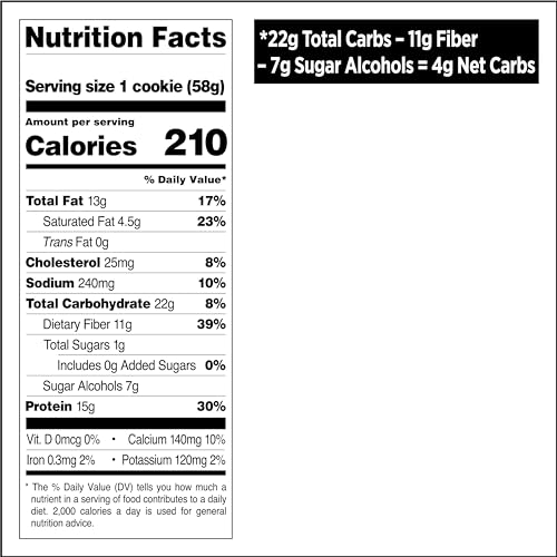 QUEST NUTRITION PEANUT BUTTER CHOCOLATE CHIP HIGH PROTEIN COOKIE, KETO FRIENDLY, LOW CARB, 24.5 OZ, 12 COUNT (PACK OF 1)