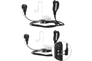 KAIKODAK Two-Way Radio Earpiece with Mic Walkie Talkie Headset, Compatible with Kenwood Baofeng BTECH Retevis Wouxun Pxton (2 Pin Covert Air Acoustic Tube Headset)