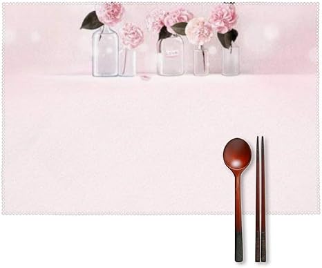 Amazon ガーリーピンクの花瓶 ッグ ランチョンマット 4枚入 プレースマット テーブルマット 耐える 飾り 食卓 雰囲気 丸洗い 華やか おしゃれ テーブル 断熱 水洗い 大人 子供 対応 30 45cm ランチョンマット オンライン通販