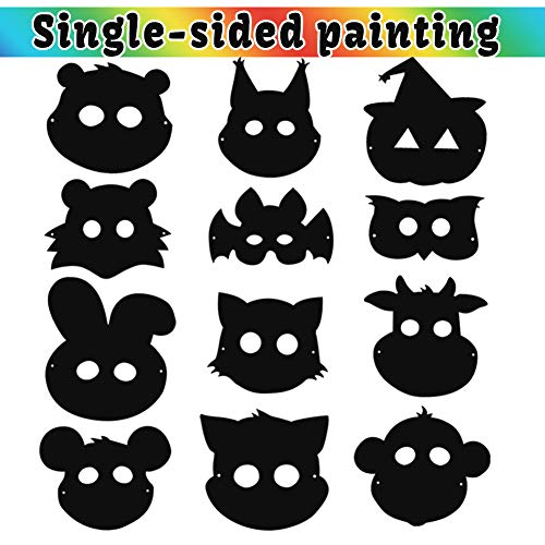 Koogel 30pcs Scratch Art for Kids,12 Kinds Rainbow Scratch Art Animal Masks Rainbow Magic Scratch Paper Scratch Art Paper for Childrens Painting Art Creation Painting Teaching