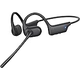 CXK Open Ear Headphones with Mic, 23g Lightweight, Bluetooth 5.4 Headset, Dual Noise Canceling Mic for Clear Calls & Mute Button, 12H Playtime Air Conduction Headphones for Call, Meeting, Driving