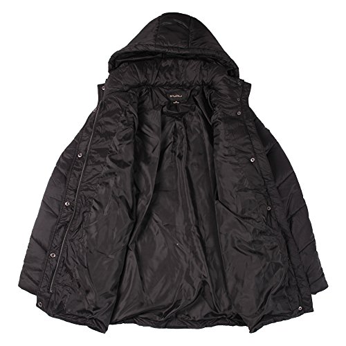 Plusfeel Women's Packable Outwear Cycling Long Sleeve Puffer Coat with Hood Outwear Sports Coat, Black, L